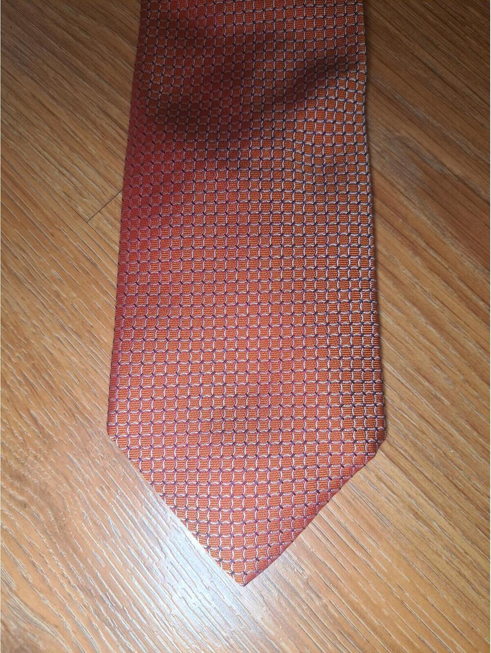 Brooks Brothers Silk Tie Orange Geometric Wide Made in USA